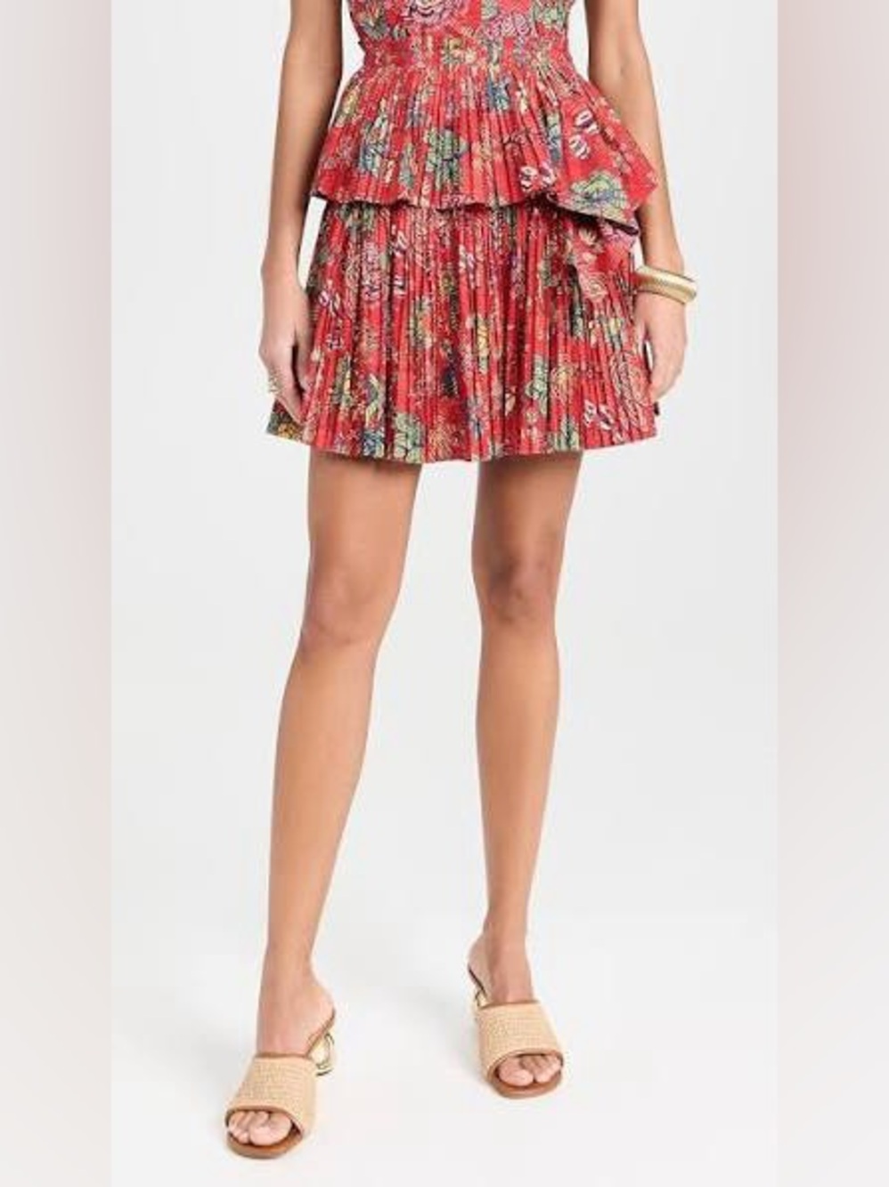 Ulla Johnson Juno Pleated Floral Mini Skirt in Hibiscus Women's 4